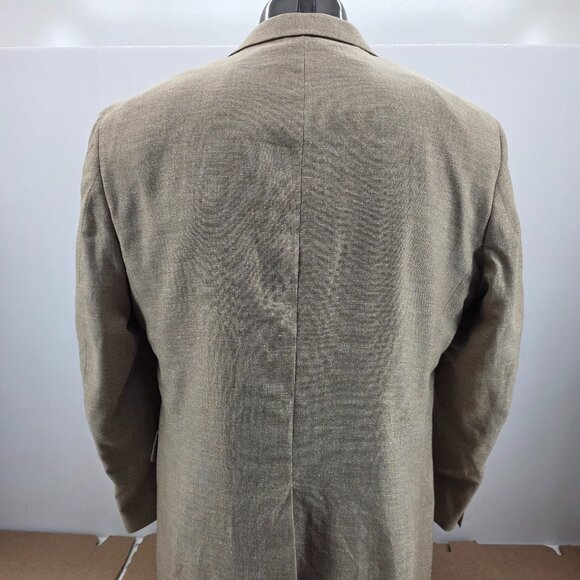 Jos A Bank Blazer Mens 44R Beige Linen Wool Sport Coat Lined 2 Button - Picture 2 of 10